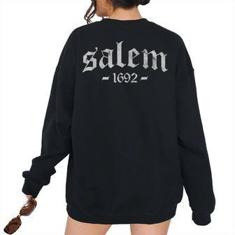 Salem 1692 Salem Witch Trials Retro Vintage Distressed Women's Oversized Sweatshirt Back Print | Mazezy
