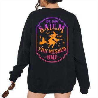 Salem Est 1692 They Missed One Vintage Retro Witch Broom Women's Oversized Sweatshirt Back Print | Mazezy