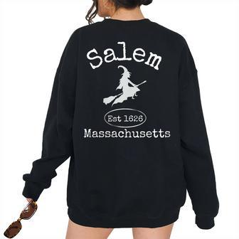 Salem Witch Flying Broom Vintage Sports Salem Women's Oversized Sweatshirt Back Print | Mazezy