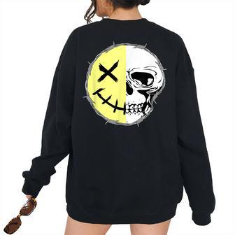Smile Skull Skeleton Face Skull Women Oversized Sweatshirt Back Print | Mazezy