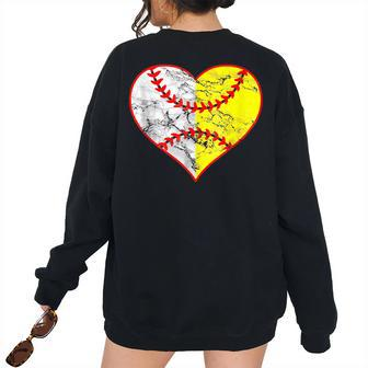 Softball Baseball Heart Mom Dad Women 2023 Women's Oversized Sweatshirt Back Print | Mazezy UK