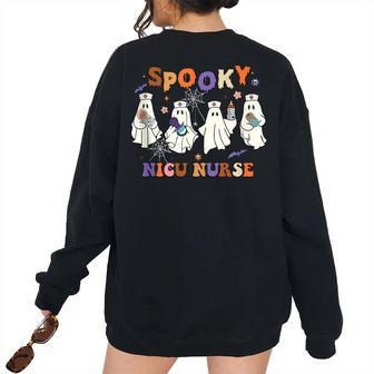 Spooky Nicu Nurse Halloween Boo Crew Intensive Halloween Women's Oversized Sweatshirt Back Print | Mazezy