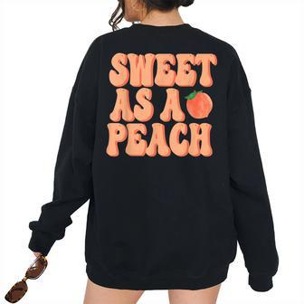 Sweet As A Peach Retro 70S Peachy Summer Fruit Peach Lovers Women's Oversized Sweatshirt Back Print | Mazezy