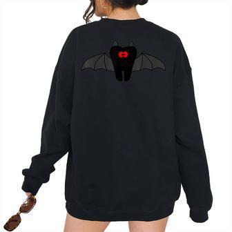 Tooth Bat Wings Spooky Dental Hygienist Assistant Halloween Women Oversized Sweatshirt Back Print | Mazezy