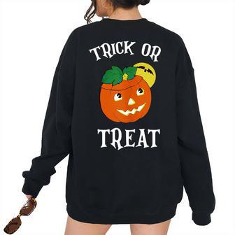 Trick Or Treat Vintage Halloween Pumpkin Jack O’ Lantern Pumpkin Women's Oversized Sweatshirt Back Print | Mazezy