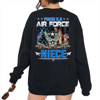 Us Air Force Proud Niece Proud Air Force Niece Women Women's Oversized Sweatshirt Back Print | Mazezy