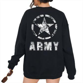 Us Army Vintage Army Proud Women's Oversized Sweatshirt Back Print | Mazezy