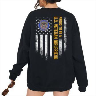Usa Flag Proud To Be A Us Military Veteran Girlfriend Veteran Women's Oversized Sweatshirt Back Print | Mazezy