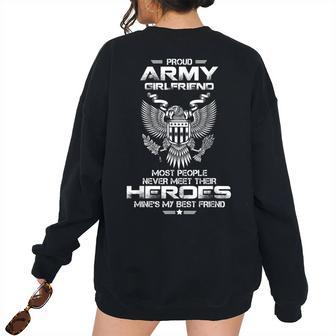 Veterans Day Proud Us Army Girlfriend Military Pride Pride Month s Women's Oversized Sweatshirt Back Print | Mazezy