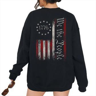 Vintage 1776 We The People Patriotic American Constitution Patriotic Women's Oversized Sweatshirt Back Print | Mazezy