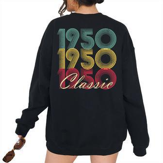 Vintage 73Rd Birthday Retro 1950 73 Years Old Classic Women's Oversized Sweatshirt Back Print | Mazezy