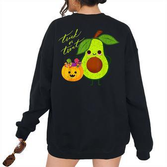 Vintage Avocado Halloween Trick Or Treat Avocado Women's Oversized Sweatshirt Back Print | Mazezy