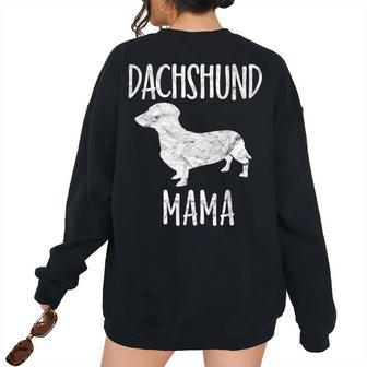 Vintage Dachshund Mama Doxie Mom Pet Dog Owner Mother Women's Oversized Sweatshirt Back Print | Mazezy