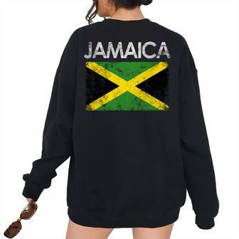 Vintage Jamaica Jamaican Flag Pride Pride Month s Women's Oversized Sweatshirt Back Print | Mazezy