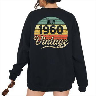 Vintage Sunset 60 Years Old Born In July 1960 60Th Birthday 60Th Birthday Women's Oversized Sweatshirt Back Print | Mazezy CA