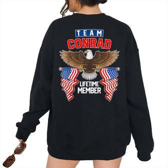 Vintage Team Conrad American Us Eagle Lifetime Membership Women's Oversized Sweatshirt Back Print | Mazezy