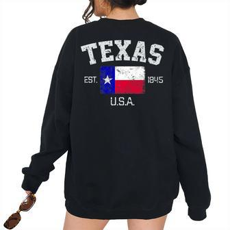 Vintage Texas Austin Est 1845 Souvenir Austin Women's Oversized Sweatshirt Back Print | Mazezy