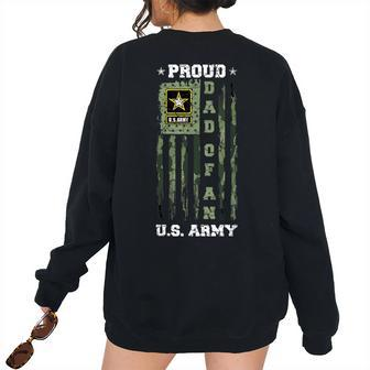 Vintage Usa Camouflage Proud Dad Of An Army Military Women's Oversized Sweatshirt Back Print | Mazezy