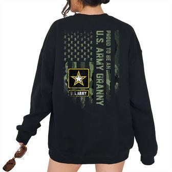 Vintage Usa Camouflage Proud To Be An Us Army Granny Women's Oversized Sweatshirt Back Print | Mazezy
