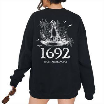 Vintage Witch Halloween Salem 1692 They Missed One Women's Oversized Sweatshirt Back Print | Mazezy