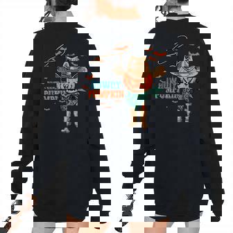 Western Howdy Pumpkin Halloween Cowboy Ghost Scary Men Women Halloween Women's Oversized Sweatshirt Back Print | Mazezy