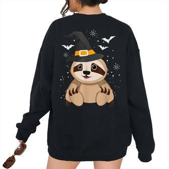 Witch Sloth Halloween Trick Treat Costume Outfit Kids Boys Halloween Women's Oversized Sweatshirt Back Print | Mazezy