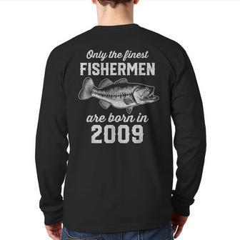 14 Year Old Fisherman Fishing 2009 14Th Birthday Back Print Long Sleeve T-shirt | Mazezy