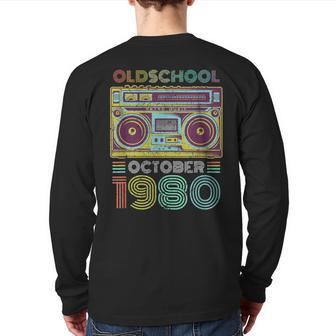 40Th Birthday October 1980 Forty Years Old Back Print Long Sleeve T-shirt | Mazezy