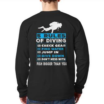 5 Rules Of Diving Scuba Diving Diver Back Print Long Sleeve T-shirt | Mazezy