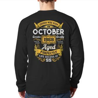 55 Years Old Legends Born In October 1968 55Th Birthday Back Print Long Sleeve T-shirt - Monsterry UK