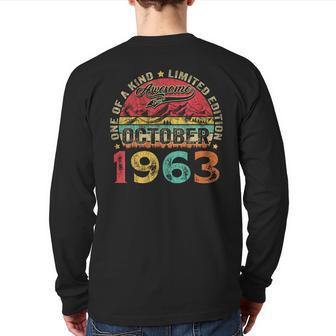 60 Years Old Made In 1963 Vintage October 1963 60Th Birthday Back Print Long Sleeve T-shirt | Mazezy