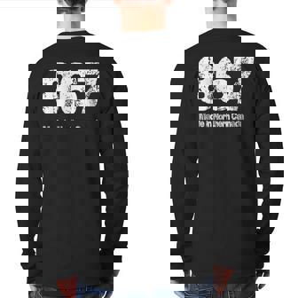 867 Made In Northern Canada Distressed Vintage Back Print Long Sleeve T-shirt | Mazezy