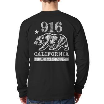 916 California Sacramento Roseville Folsom Back Print Long Sleeve T-shirt | Mazezy