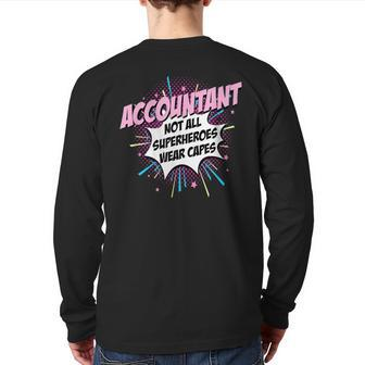 Accountant Superhero Cute Comic Idea Back Print Long Sleeve T-shirt | Mazezy