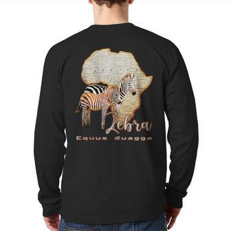 Africa Zebra Safari Savannas Zoo Equus Quagga Souvenir Back Print Long Sleeve T-shirt | Mazezy