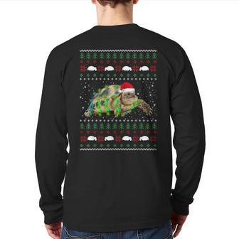 African Sulcata Tortoise Ugly Christmas Sweater Back Print Long Sleeve T-shirt | Mazezy