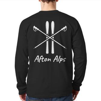 Afton Alps Skiing Skis Skier Alpine Nordic Down Hill Ski Back Print Long Sleeve T-shirt | Mazezy