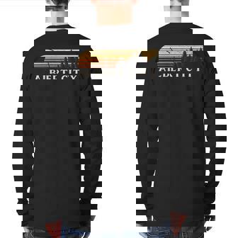 Albert City Ia Vintage Evergreen Sunset Eighties Retro Back Print Long Sleeve T-shirt | Mazezy