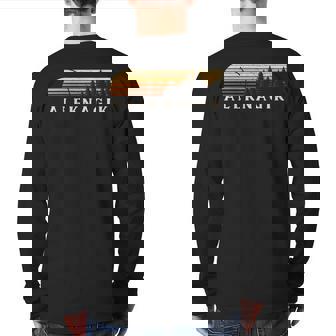 Aleknagik Ak Vintage Evergreen Sunset Eighties Retro Back Print Long Sleeve T-shirt | Mazezy