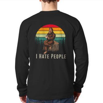 Alien And Bigfoot I Hate People Sasquatch Back Print Long Sleeve T-shirt | Mazezy