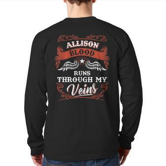 Allison Blood Runs Through My Veins Family Christmas Back Print Long Sleeve T-shirt - Seseable