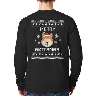 American Akita Christmas Ugly Xmas Akitas Sweater Akita Back Print Long Sleeve T-shirt - Monsterry DE