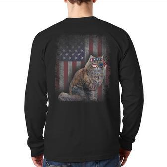 American Flag Best Ragamuffin Dad Ever Cat Dad Back Print Long Sleeve T-shirt | Mazezy