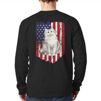 American Flag Ragamuffin 4Th Of July Cat Back Print Long Sleeve T-shirt | Mazezy