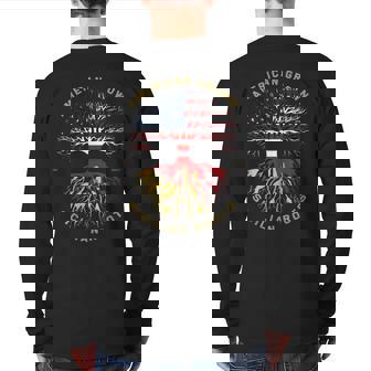 American Grown With Sicilian Roots Tree Usa Flag Idea Back Print Long Sleeve T-shirt | Mazezy