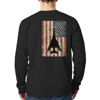 American Usa Flag B-1 Lancer Bomber Army Military Pilot Back Print Long Sleeve T-shirt | Mazezy