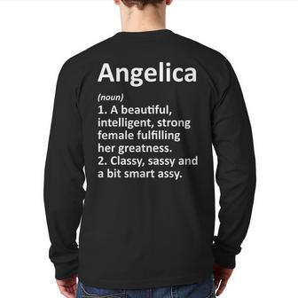 Angelica Definition Personalized Name Christmas Back Print Long Sleeve T-shirt | Mazezy