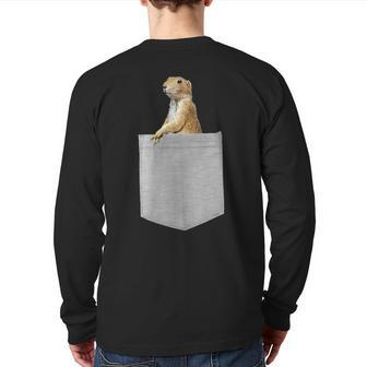 Animal In Your Pocket White Prairie Dog Back Print Long Sleeve T-shirt | Mazezy
