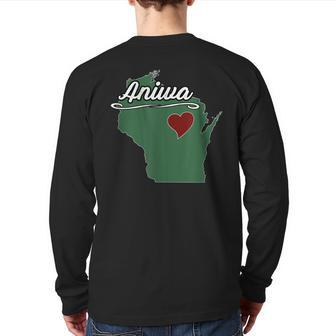 Aniwa Wisconsin Wi Usa City State Souvenir Back Print Long Sleeve T-shirt | Mazezy