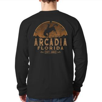 Arcadia Florida Fl Rodeo Cowboy Back Print Long Sleeve T-shirt | Mazezy